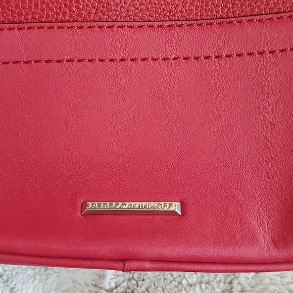 Rebecca Minkoff Red Leather Silver Studded Blythe Dual Strap Hobo Shoulder Bag