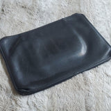 Vintage Coach Portfolio Carriage Clutch Black Leather Larger w Leather Pull