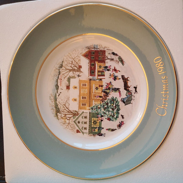 1980 Avon Christmas Plate Country Christmas Original Box Wedgewood Vintage NOS