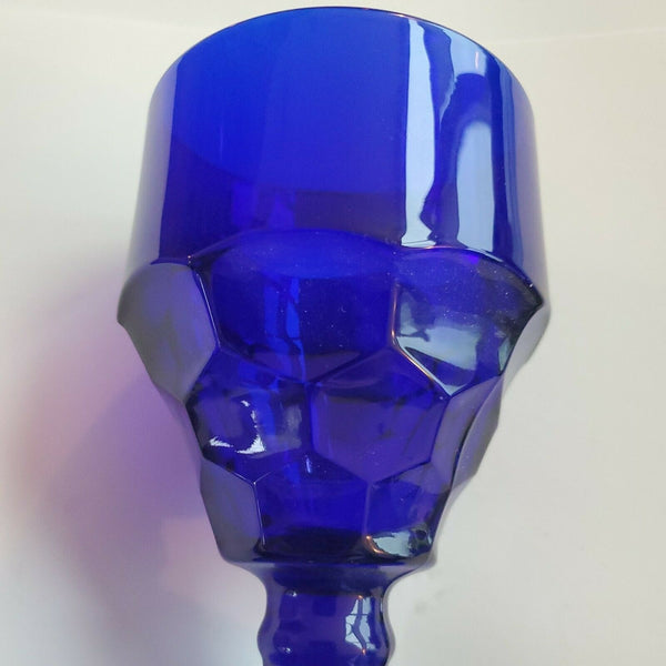 Vintage COBALT BLUE GLASS GOBLET Chalice BY DALZELL VIKING HANDMADE 5.5 x 4 Inch