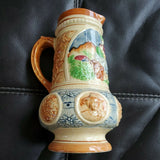 Large “K” glazed, hand painted 10.5” pitcher w/raised designs, 6.5" wide, Japan