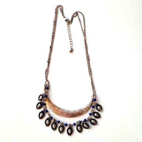 Boutique Silver Tone and Blue Multi Strand Necklace