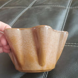 Frankoma F33 Fluted Scalloped Bowl Varigated Brown With Circular Base 7x7x4