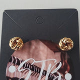 Boutique Two Pair Gold Tone Knotted Studs and Pink and Gold Tassel Earrings