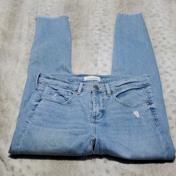 Ann Taylor LOFT Skinny Crop Blue Jeans Raw Hem Size 0