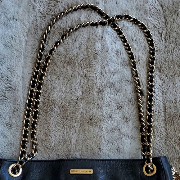 Rebecca Minkoff Black Leather Medium Convertible Shoulder Bag Gold Hardware