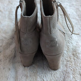 Toms Size 9 Suede Wedge Ankle Booties Womens Desert Tan Brown Shoes Leather