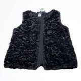 NWT Evan Picone Black Faux Fur Open Front Vest Size L