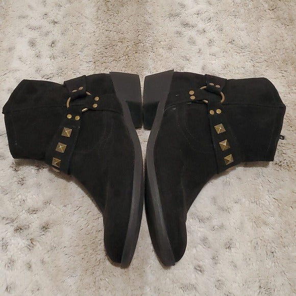 LifeStride Jackson Style Black Faux Leather Ankle Booties w Studs Size 6.5