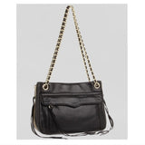 Rebecca Minkoff Black Leather Medium Convertible Shoulder Bag Gold Hardware