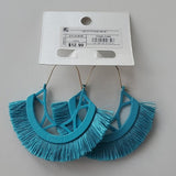 NWT Sugar Fix Large Blue Fanned Embellished Hoop Earrings Nickel Free