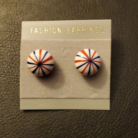 Boutique Red White And Blue Globe Fashion Earrings