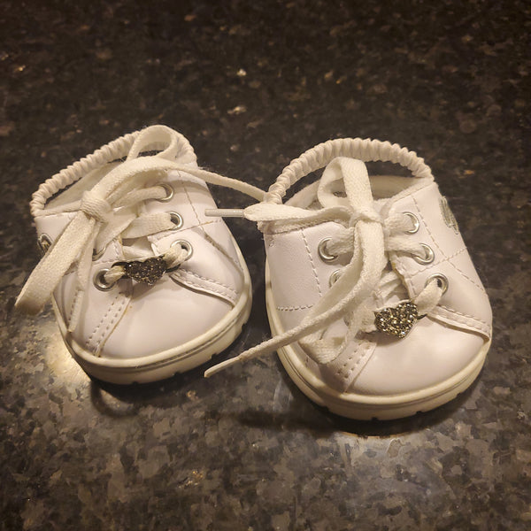 Build A Bear White Skecher Tennis Shoes w Heart Accent