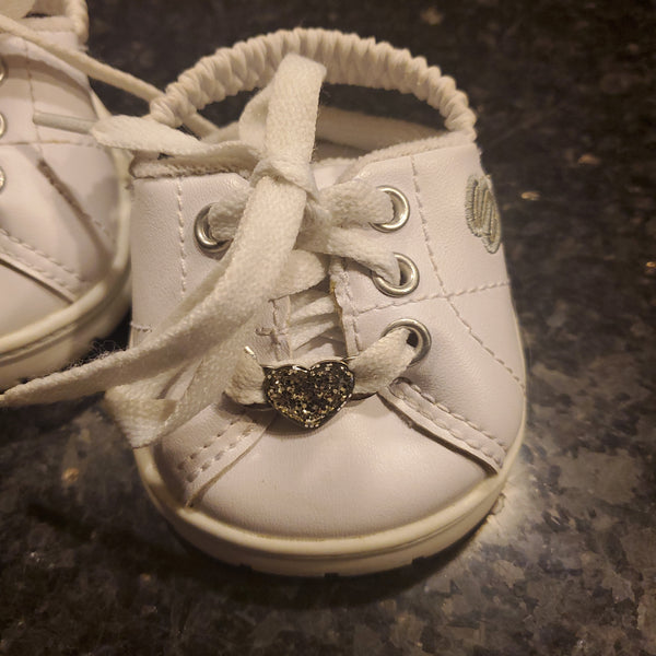 Build A Bear White Skecher Tennis Shoes w Heart Accent