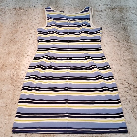 Ann Taylor Blue and Lime Stripe Sheath Dress Size 6