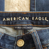 American Eagle Darker Blue Distressed 360 Next Level Stretch Skinny Jeans Size 0