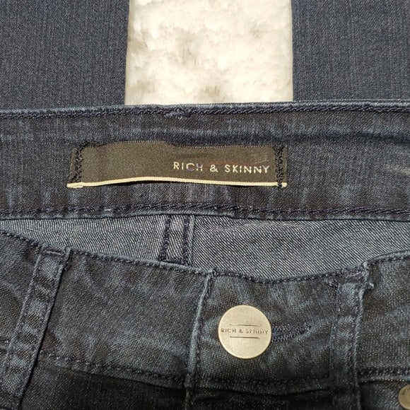 Rich & Skinny Dark Blue Mid Rise Skinny Blue Jeans Size 26