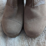 Toms Size 9 Suede Wedge Ankle Booties Womens Desert Tan Brown Shoes Leather