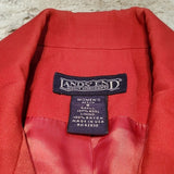 Lands' End Red 100% Wool Long Blazer Jacket Size 6