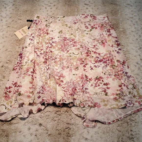 NWT Emaline Petite Floral Lined Asymmetrical Skirt Size 10P