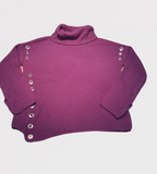 NWT NY Collection Riveted Light Cable Knit Sweater Purple