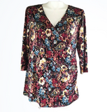 NWT Chenault Gold Leaf Floral Wrap Blouse Size 26/28