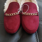 NWT A New Day Rebe Burgundy Red Mule Flats Shoes Faux Leather Slip On Shoes