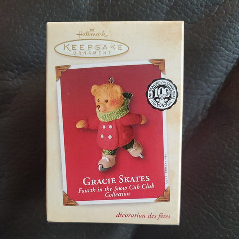 2002 Hallmark Keepsake Christmas Ornament Gracie Skates 4th in The Snow Cub Club