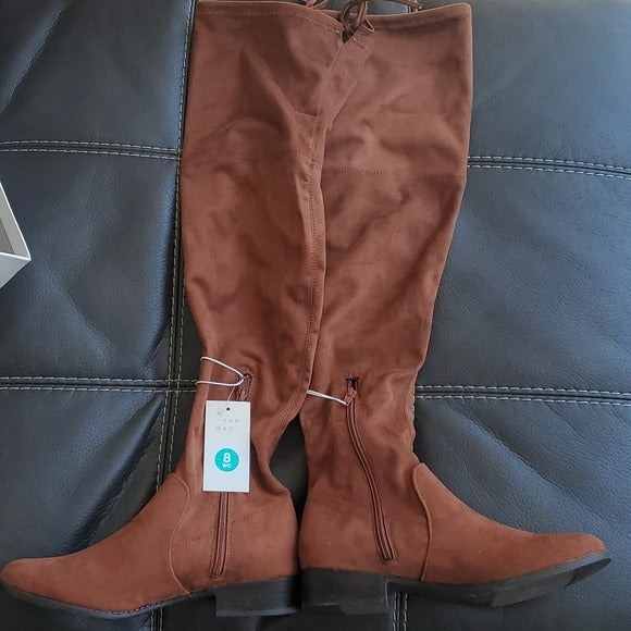 NWT A New Day Cognac Brown Ultimate Comfort Faux Suede Over The Knee Boot Sidney