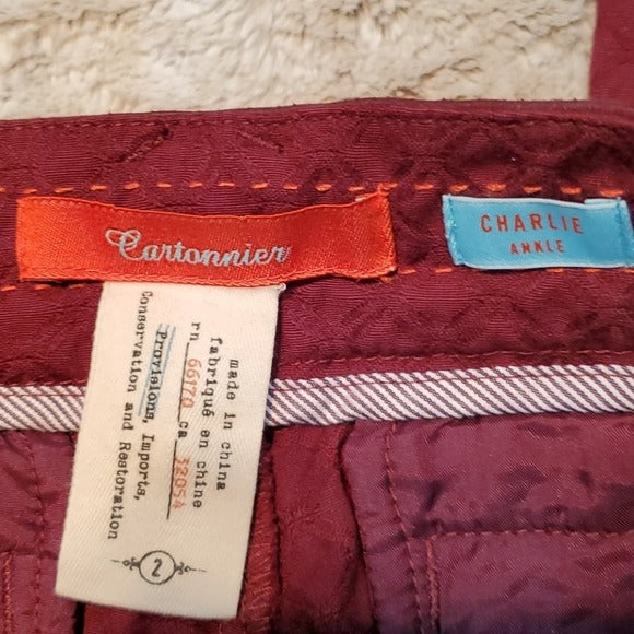 Cartonnier Dark Red Charlie Ankle Slim Fit Jeans Size 2