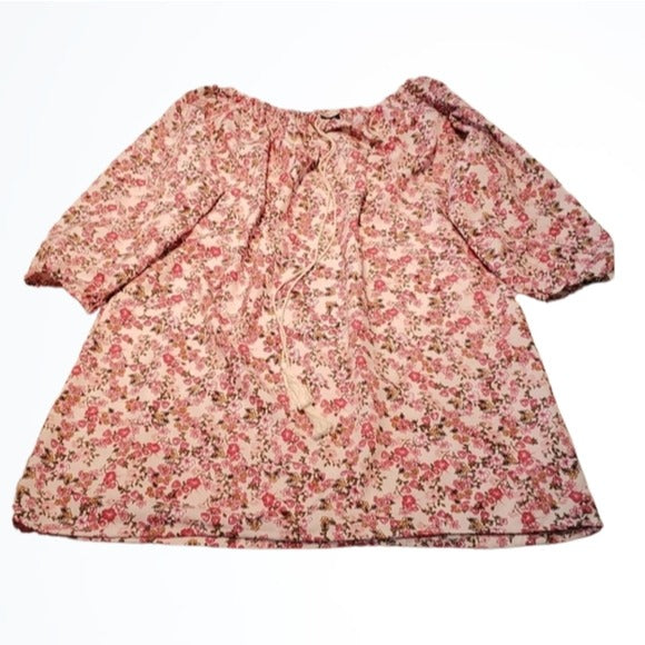 NWT Ana & Kate Pink and White Paisley Print Long Floral Peasant Blouse Size M