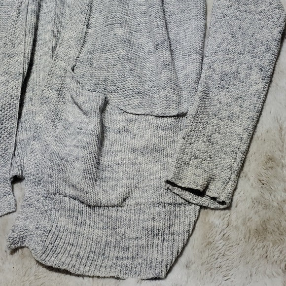 American Eagle Grey White Slouchy Grannie Open Front Cardigan Sweater Size XS