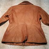 Jones New York Tan Soft Leather Bomber Jacket Size M