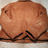 Jones New York Tan Soft Leather Bomber Jacket Size M