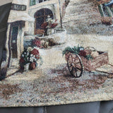 MWW Cafe de la Place French City Landscape Decor Woven Wall Tapestry 50x70 NWT