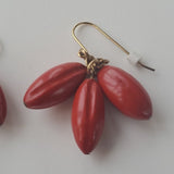 Vintage Boutique Dark Red Wooden Trio Earrings