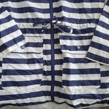 ASOS Petite Navy and White Horrizontal Striped Hooded Longer Windbreaker Size 8P