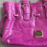 Dooney & Bourke Pink Leather Croco Embossed Leather Satchel Purse Shoulder Bag