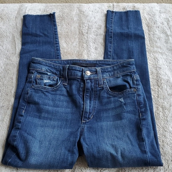 Joe's Jeans Distressed The Charlie High Rise Skinny Raw Hem Crop Blue Jeans 25