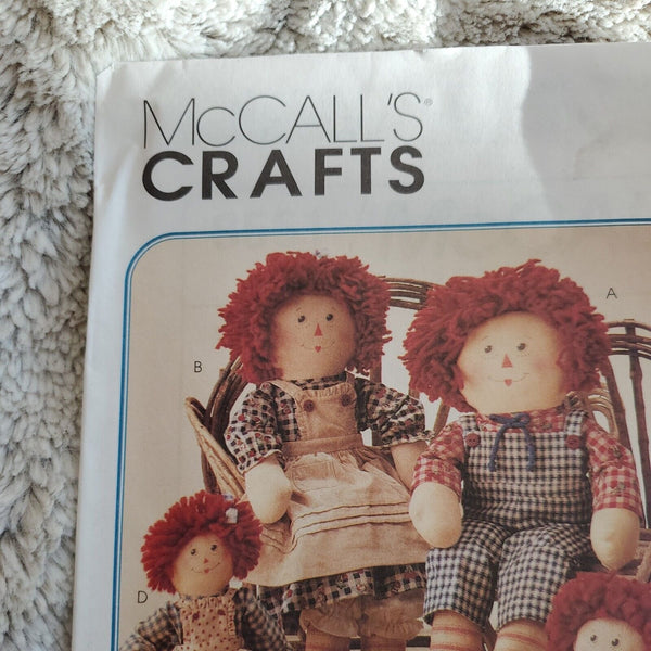 McCalls 8551 Raggedy ANN ANDY Dolls 13 & 20 inch Crafts sewing pattern UNCUT FF