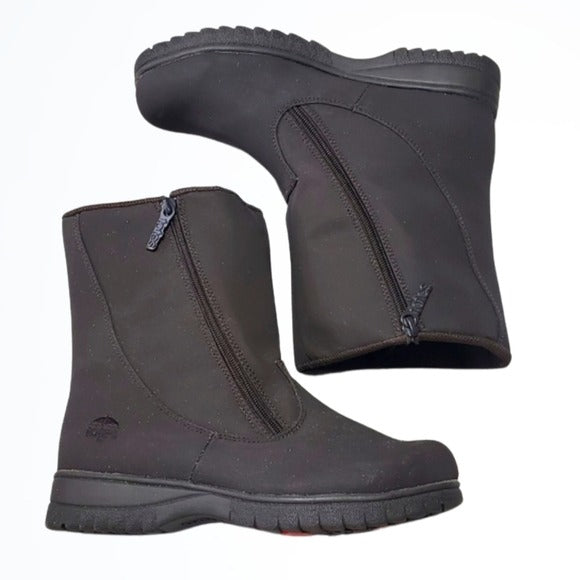 NWT Totes Vintage Brown Waterproof Double Zip Calf Heights Boots Size 8M
