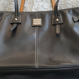 Dooney & Bourke Black and Tan Pebbled Leather Larger Davis Tote Bag Purse