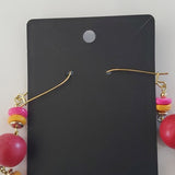 Boutique Dangling Wooden Red Pink Gold Earrings