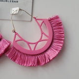 Sugar Fix Large Pink Fanned Embellished Hoop Earrings Nickel Free NWT