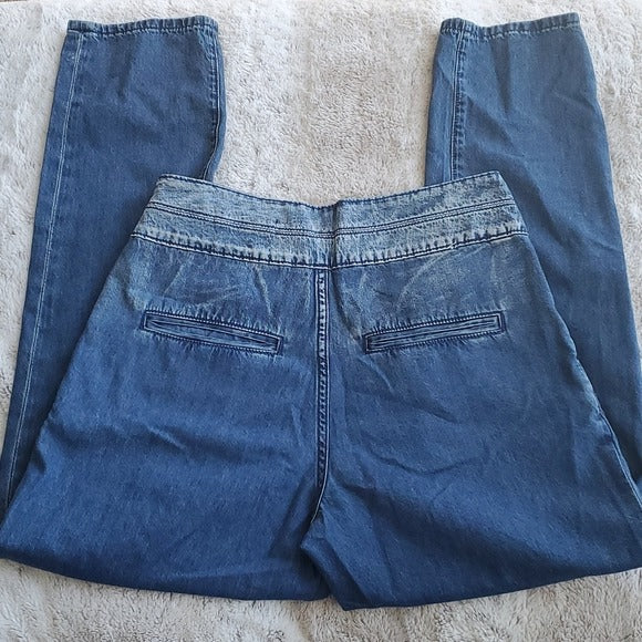 Blank NYC The Balloon Bo Legged Acid Washed High Rise Mom Blue Jeans Size 26