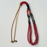 Express Gold Tone and Red and Black Multiple Stranded Long Necklace