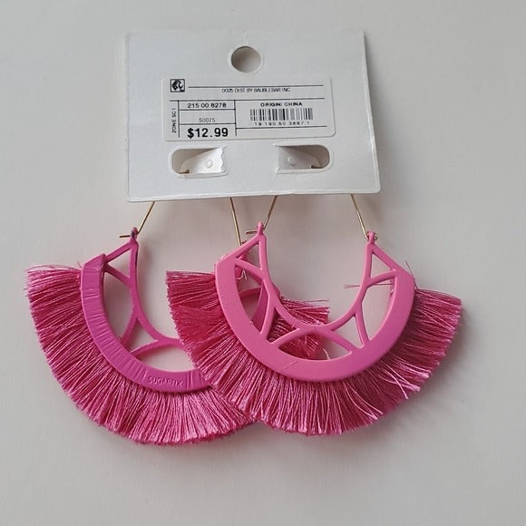 Sugar Fix Large Pink Fanned Embellished Hoop Earrings Nickel Free NWT