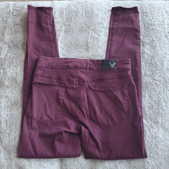 American Eagle Soft Maroon Super Stretch Mid Rise Extreme Legging Pants Size 2