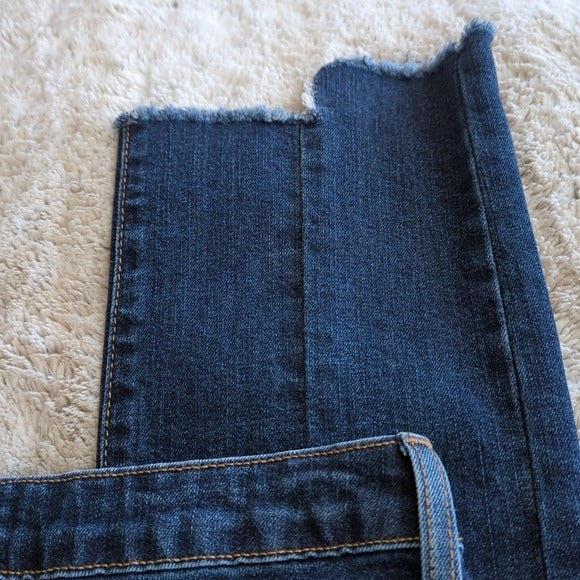 Just Black Darker Wash Mid Rise Raw Hem Straight Leg Blue Jeans Size 25