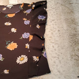 NWT Sioni Black Floral Sleeveless w Side Ruffle Blouse